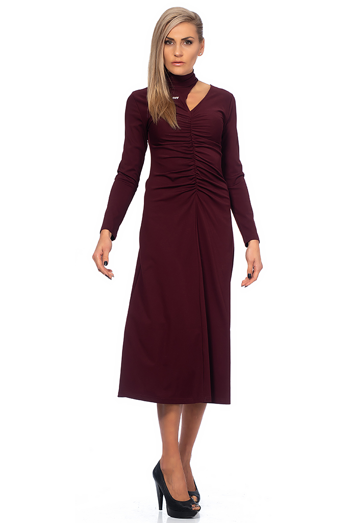 Ladies long dress with collar